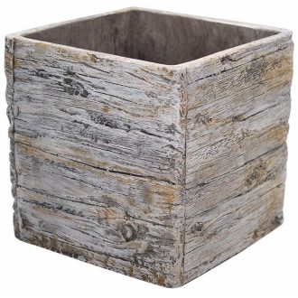 Virágláda kocka Wood 15cm fehér