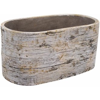 Virágláda ovális Wood 26cm fehér